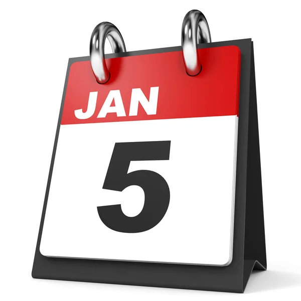 Calendar on white background. 5 January. — Stock Photo, Image