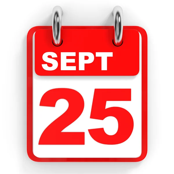 Календар на білому тлі. 25 вересня . — стокове фото