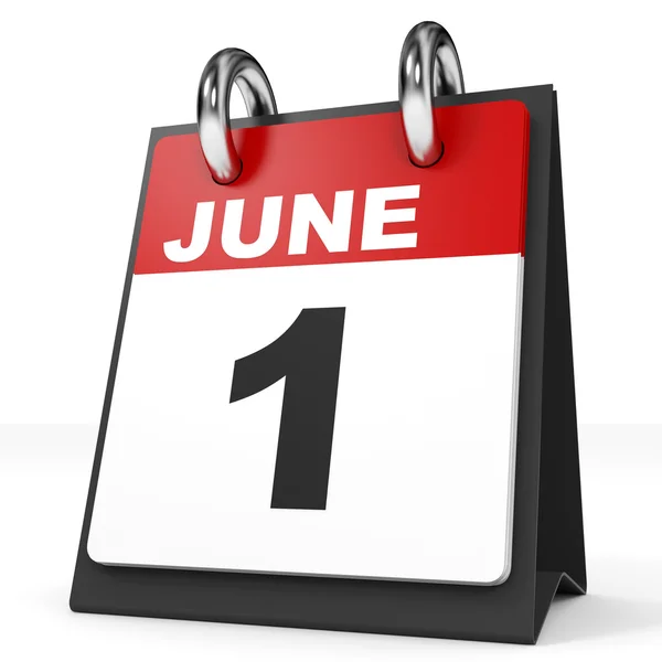 Calendar on white background. 1 June. — Stock Photo, Image