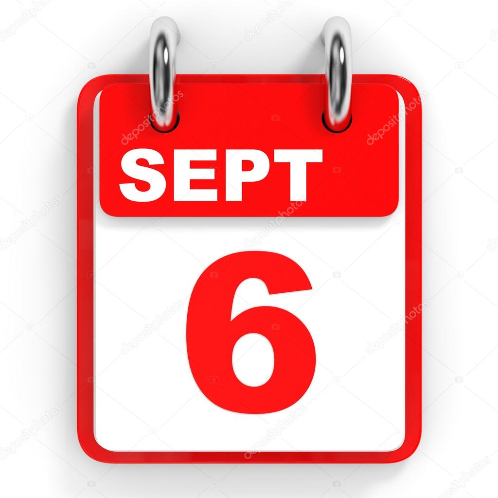 Calendar on white background. 6 September. 