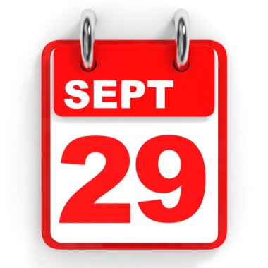 Takvim beyaz arka plan üzerinde. 29 Eylül. 