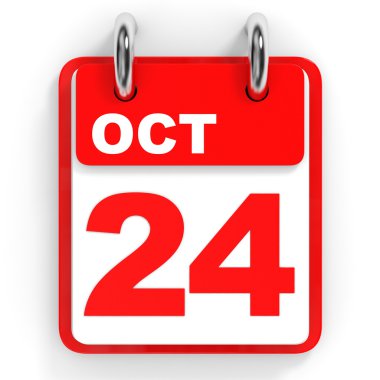 Takvim beyaz arka plan üzerinde. 24 Ekim. 