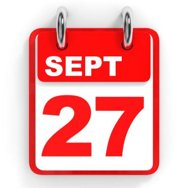 Takvim beyaz arka plan üzerinde. 27 Eylül. 