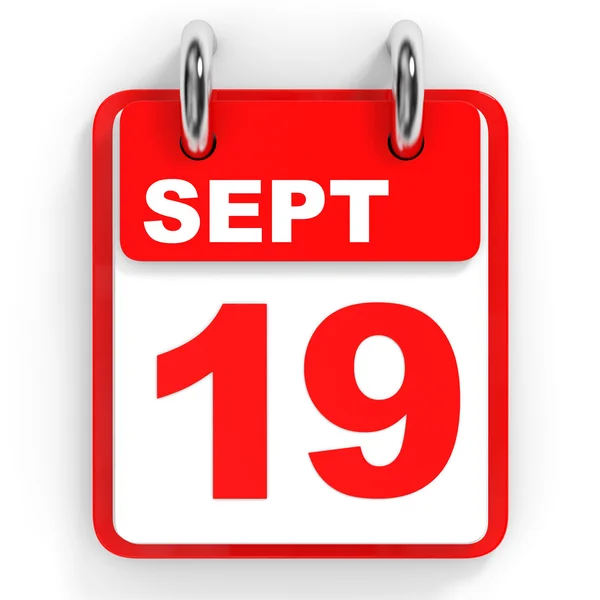 Kalendář na bílém pozadí. 19. září. — Stock fotografie