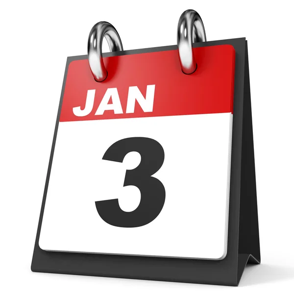 Calendario sobre fondo blanco. 3 de enero . —  Fotos de Stock