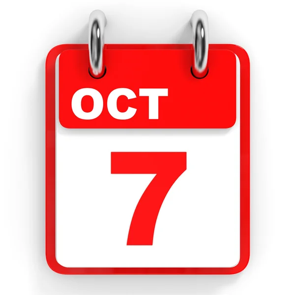 Kalender på vit bakgrund. 7 oktober. — Stockfoto