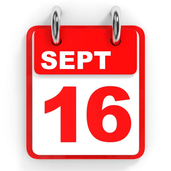 Kalender auf weißem Hintergrund. 16. September. — Stockfoto