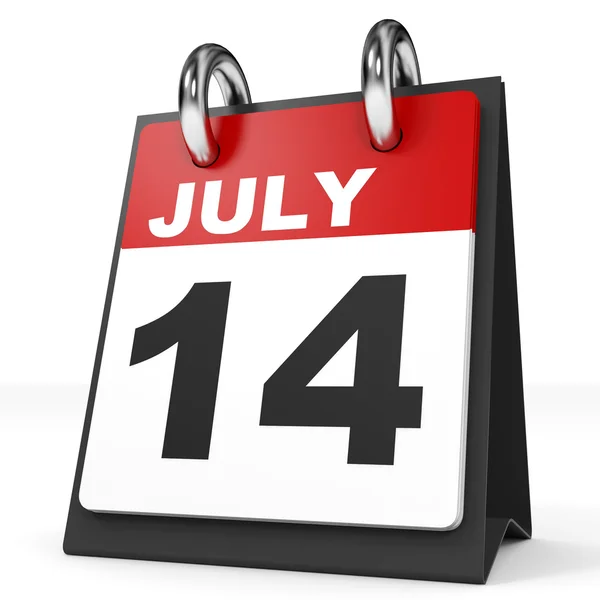 Calendario sobre fondo blanco. 14 de julio . —  Fotos de Stock