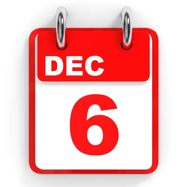 Календар на білому тлі. 6 грудня . — стокове фото