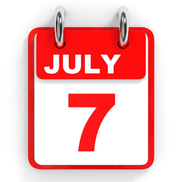 Календарь на белом фоне 7 июля . — стоковое фото