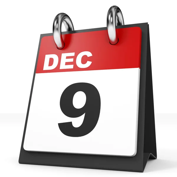 Calendar on white background. 9 December. — Stock Photo, Image