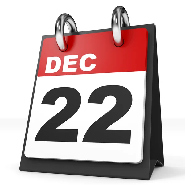Ημερολόγιο σε άσπρο φόντο. 22 Δεκεμβρίου. — Φωτογραφία Αρχείου