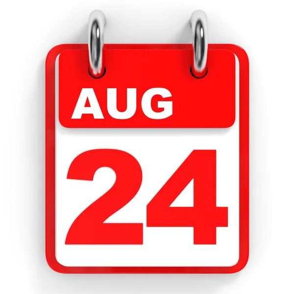 Календар на білому тлі. 24 серпня . — стокове фото