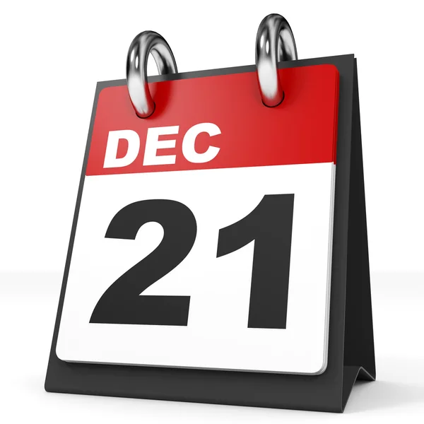 Kalender op witte achtergrond. 21 december. — Stockfoto