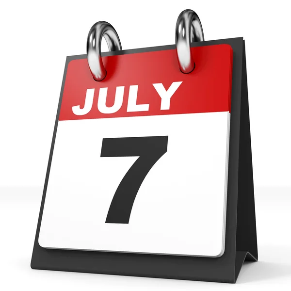 Calendario sobre fondo blanco. 7 de julio . —  Fotos de Stock