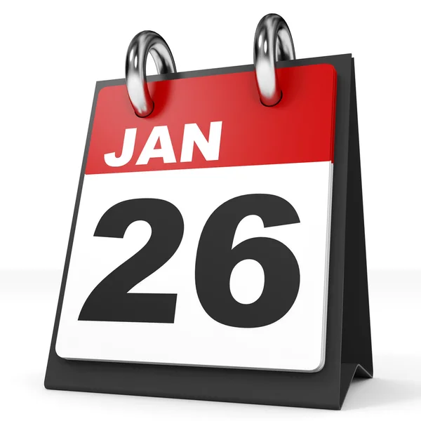 Calendario su sfondo bianco. 26 gennaio . — Foto Stock