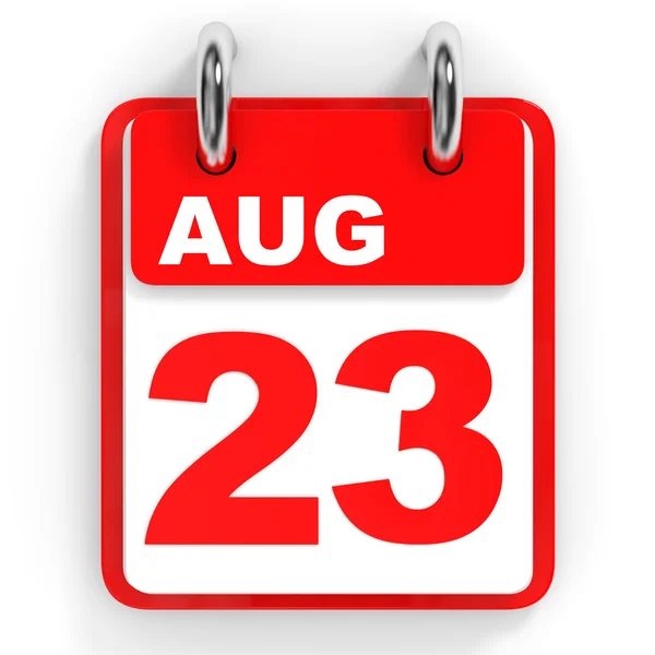 Календар на білому тлі. 23 серпня . — стокове фото