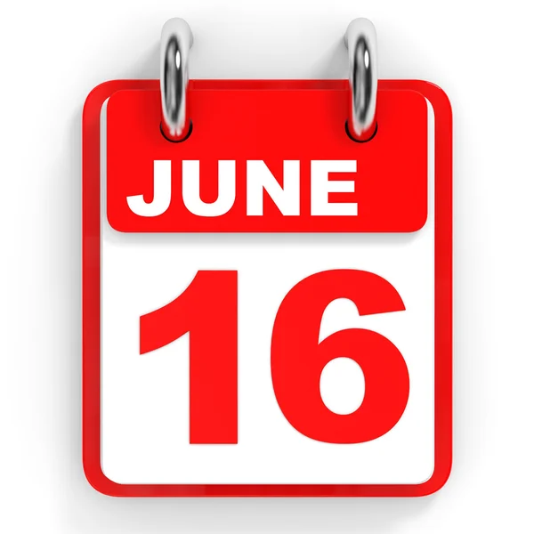 Calendar on white background. 16 June. — Stock Photo, Image