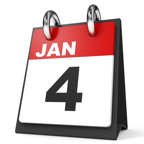 Calendario sobre fondo blanco. 4 de enero . —  Fotos de Stock