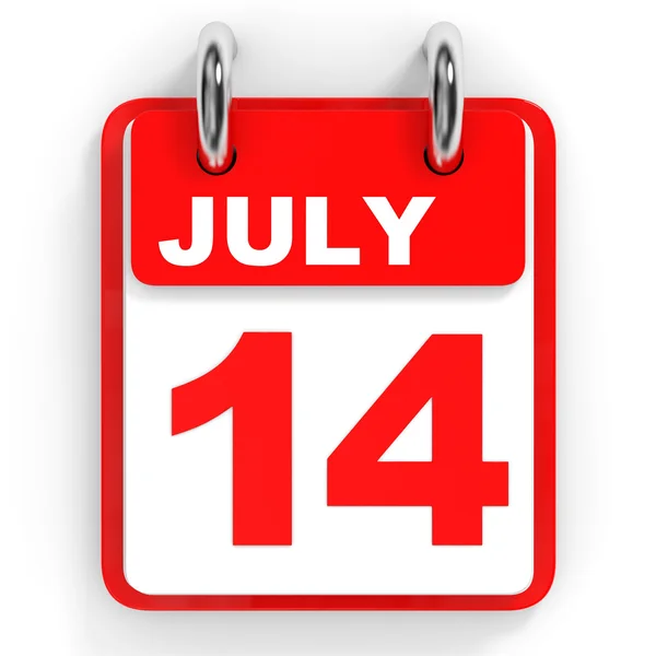 Calendario su sfondo bianco. 14 luglio . — Foto Stock