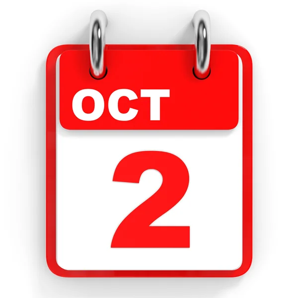 Calendar on white background. 2 October. — Stock Photo, Image