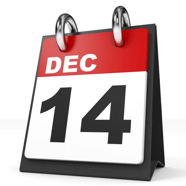 Calendar on white background. 14 December. — Stock Photo, Image