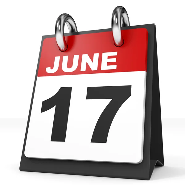 Calendar on white background. 17 June. — Stock Photo, Image