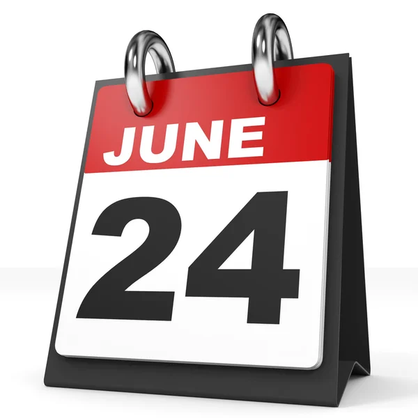 Calendar on white background. 24 June. — Stock Photo, Image