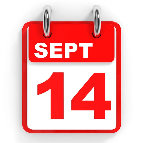 Calendar on white background. 14 September. — Stock Photo, Image