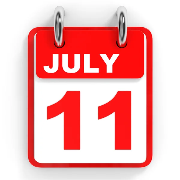 Calendario sobre fondo blanco. 11 de julio . —  Fotos de Stock