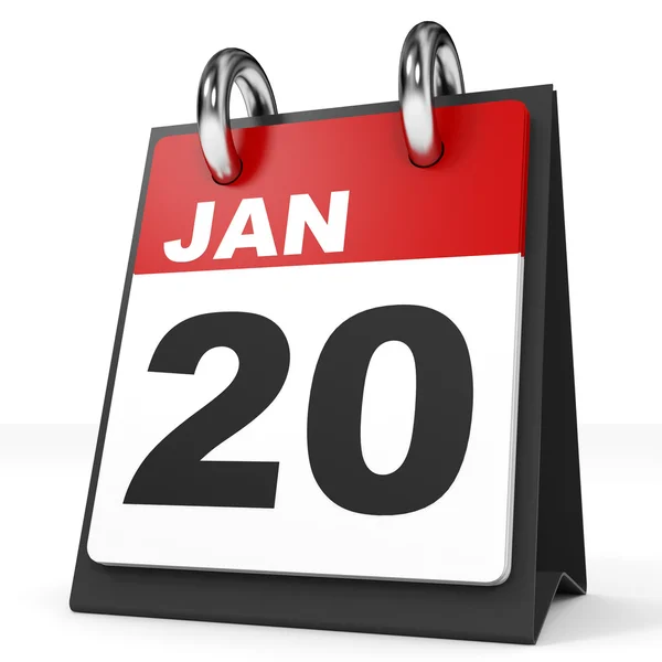 Kalender op witte achtergrond. 20 januari. — Stockfoto