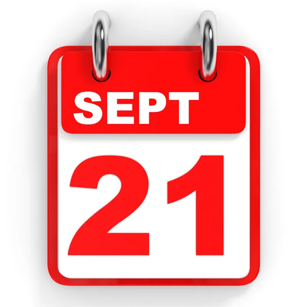 Calendario sobre fondo blanco. 21 de septiembre . — Foto de Stock