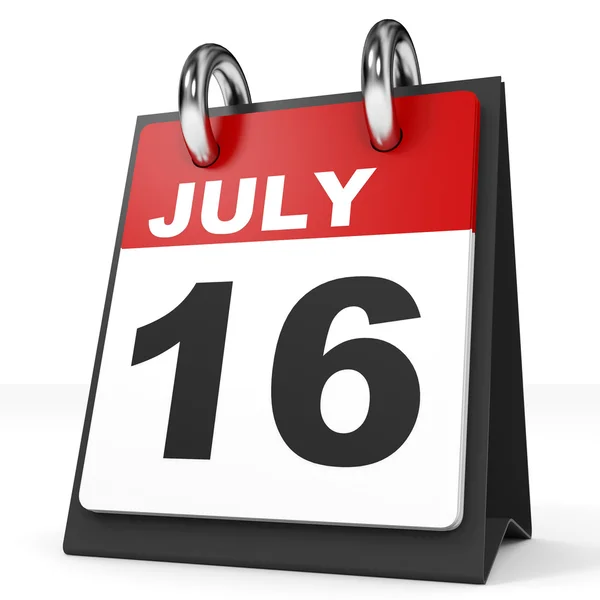 Kalender auf weißem Hintergrund. 16. Juli. — Stockfoto