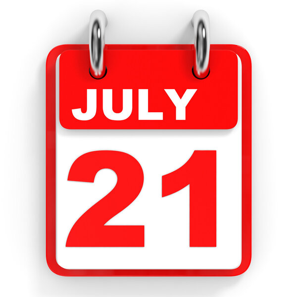 Calendar on white background. 21 July. 