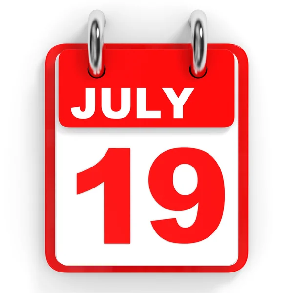 Kalender på vit bakgrund. 19 juli. — Stockfoto