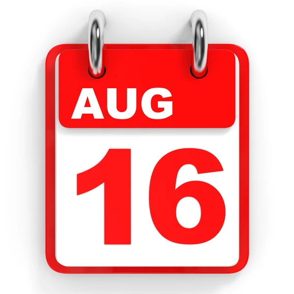 Календар на білому тлі. 16 серпня . — стокове фото