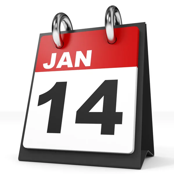 Calendario sobre fondo blanco. 14 de enero . — Foto de Stock