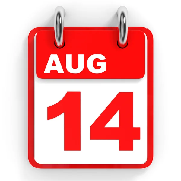 白色背景上的日历。8 月 14 日. — 图库照片