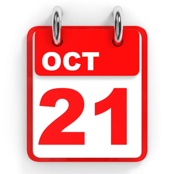 Ημερολόγιο σε άσπρο φόντο. 21 Οκτωβρίου. — Φωτογραφία Αρχείου
