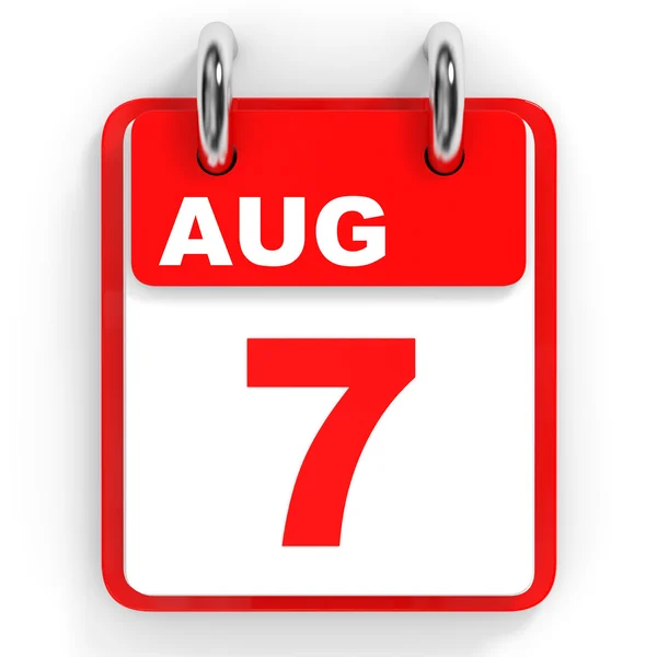 Kalendarz na białym tle. 7 sierpnia. — Zdjęcie stockowe