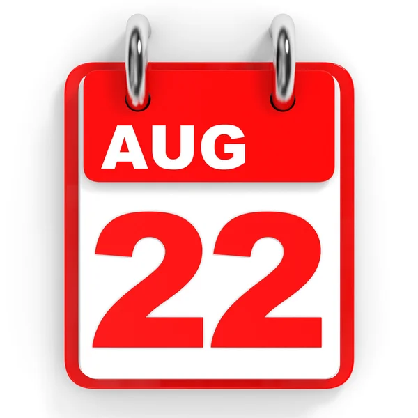 Kalender auf weißem Hintergrund. 22. August. — Stockfoto