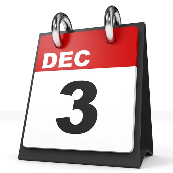 Calendar on white background. 3 December. — Stock Photo, Image