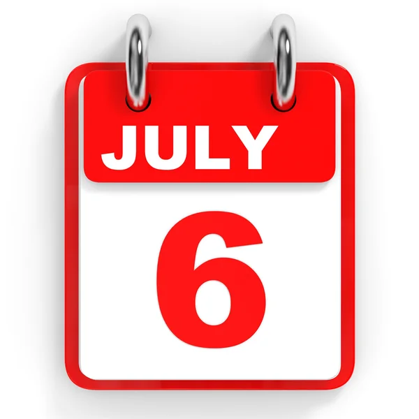 Ημερολόγιο σε άσπρο φόντο. 6 Ιουλίου. — Φωτογραφία Αρχείου
