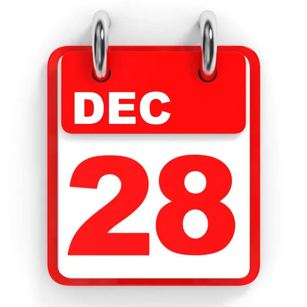 Calendar on white background. 28 December. — Stock Photo, Image