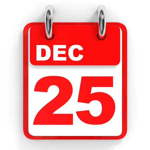 Kalender på vit bakgrund. 25 december. — Stockfoto