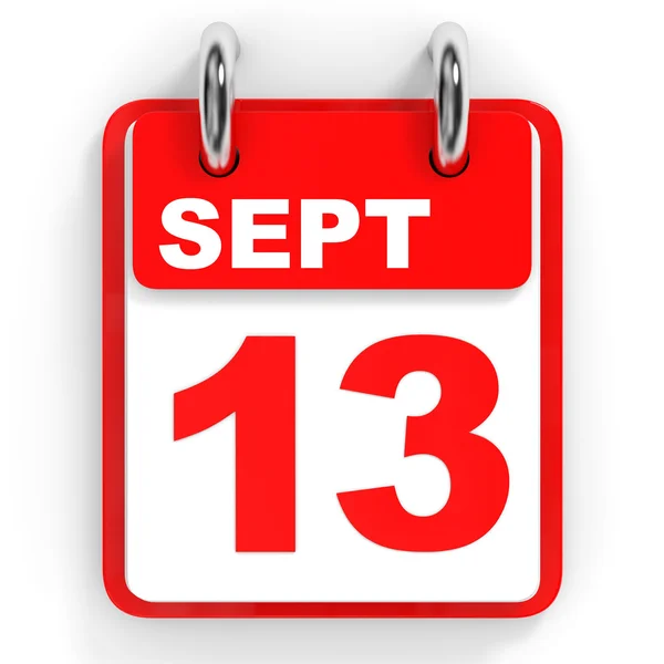 Calendar on white background. 13 September. — Stock Photo, Image