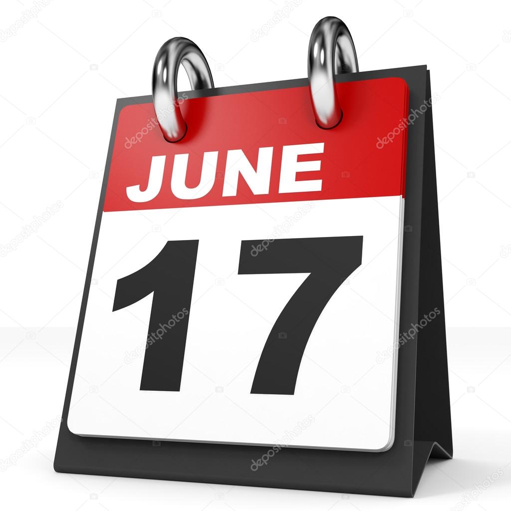 Calendar on white background. 17 June. 