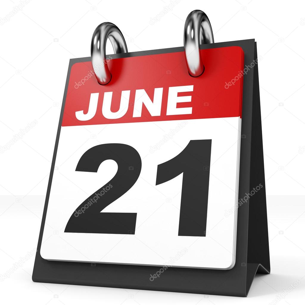 Calendar on white background. 21 June. 