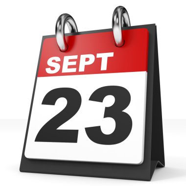 Takvim beyaz arka plan üzerinde. 23 Eylül. 