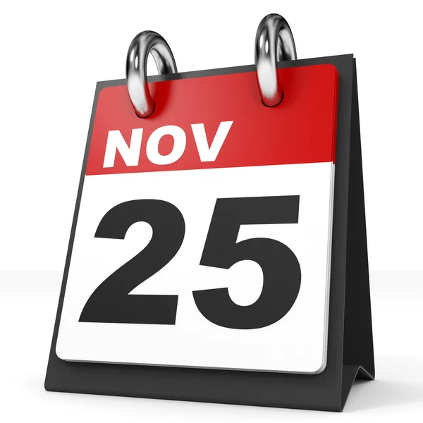 Calendario sobre fondo blanco. 25 de noviembre . — Foto de Stock